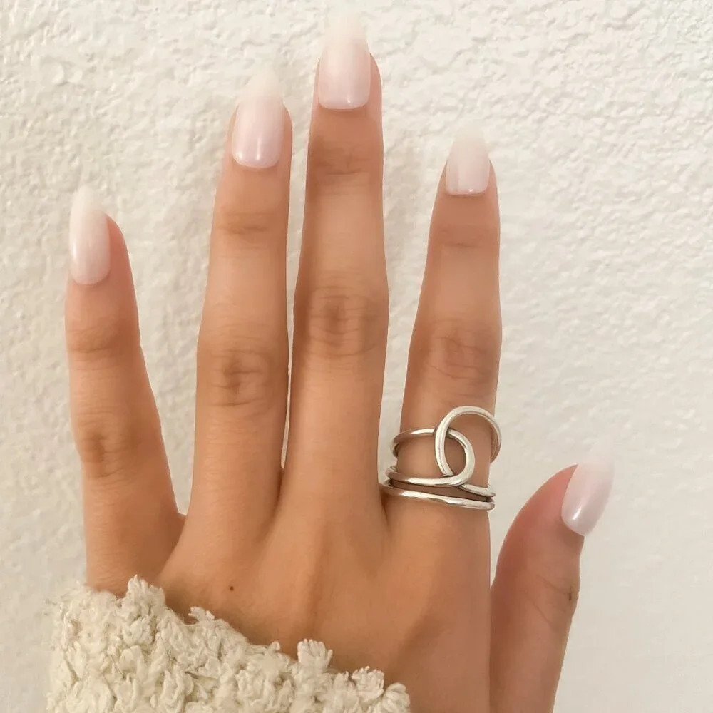 925 Sterling Silver Big Knot Statement Ring Dainty Adjustable Ring - Picture 6 of 10